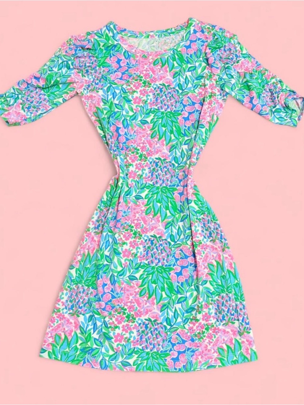 Lilly Pulitzer Pink, Green & Blue Floral Fit-and-Flare Mini Dress